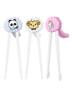 Kids Chopsticks Training, 3 Pairs Beginner Chopsticks, Cute  Kids Practice Chopsticks with Attachable Right or Left Handed Learning Chopstick Helper