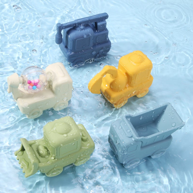WU Engineering Vehicle Baby Bathing Silicone Water Spray Toy - Educational Bath Play Set for Kids - Image 1