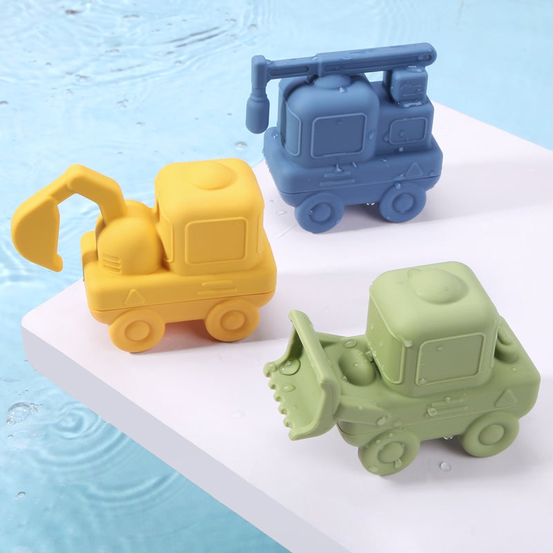 WU Engineering Vehicle Baby Bathing Silicone Water Spray Toy - Educational Bath Play Set for Kids - Image 2