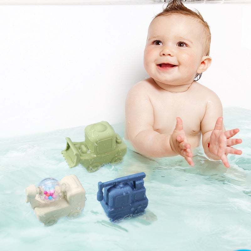 WU Engineering Vehicle Baby Bathing Silicone Water Spray Toy - Educational Bath Play Set for Kids - Image 4