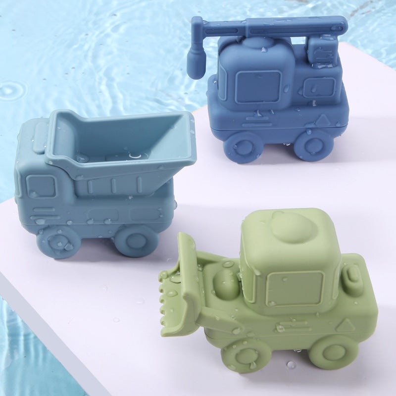 WU Engineering Vehicle Baby Bathing Silicone Water Spray Toy - Educational Bath Play Set for Kids - Image 3