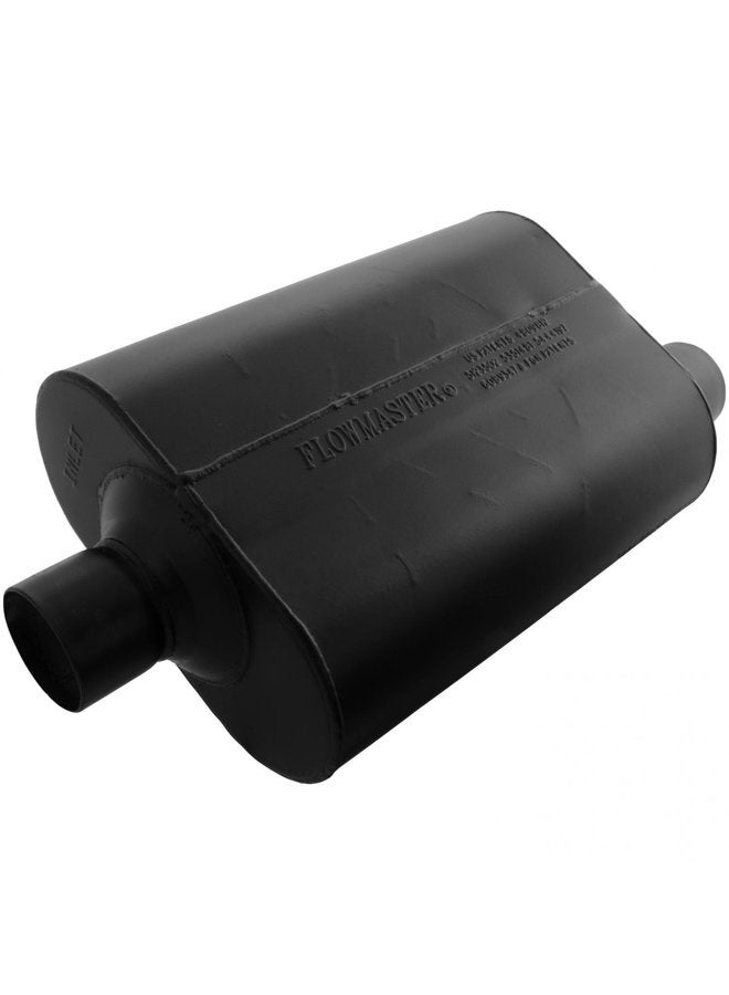 FLOWMASTER 952547 Super 40 Muffler - 2.50 Center IN / 2.50 Offset OUT - Aggressive Sound, Black - Image 1