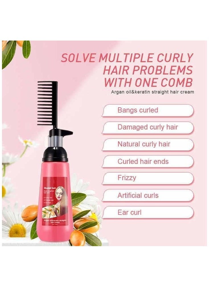 Yameem - Yameem Hair Straightening Cream Argan Oil & Keratin Straight Hair Cream Hair Straightener Treatment With Comb Fast Straightening Moisturizing Set Softener For Salons And Homes - Image 1