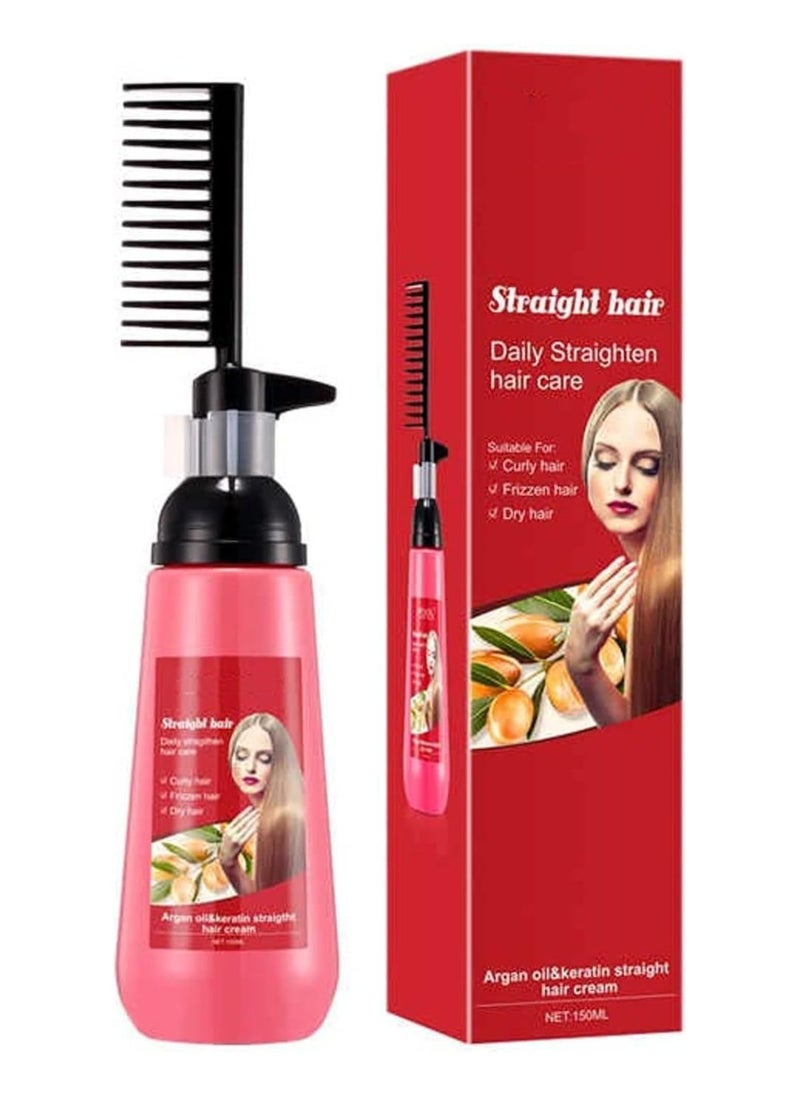 Yameem - Yameem Hair Straightening Cream Argan Oil & Keratin Straight Hair Cream Hair Straightener Treatment With Comb Fast Straightening Moisturizing Set Softener For Salons And Homes - Image 1