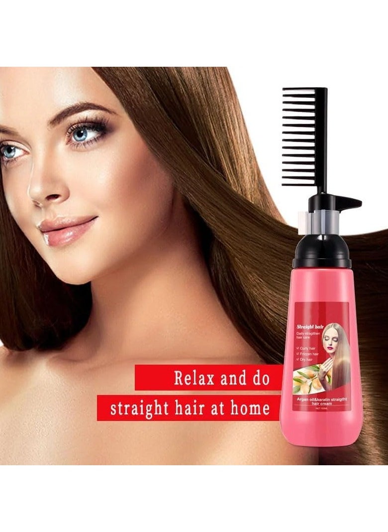 Yameem - Yameem Hair Straightening Cream Argan Oil & Keratin Straight Hair Cream Hair Straightener Treatment With Comb Fast Straightening Moisturizing Set Softener For Salons And Homes - Image 1