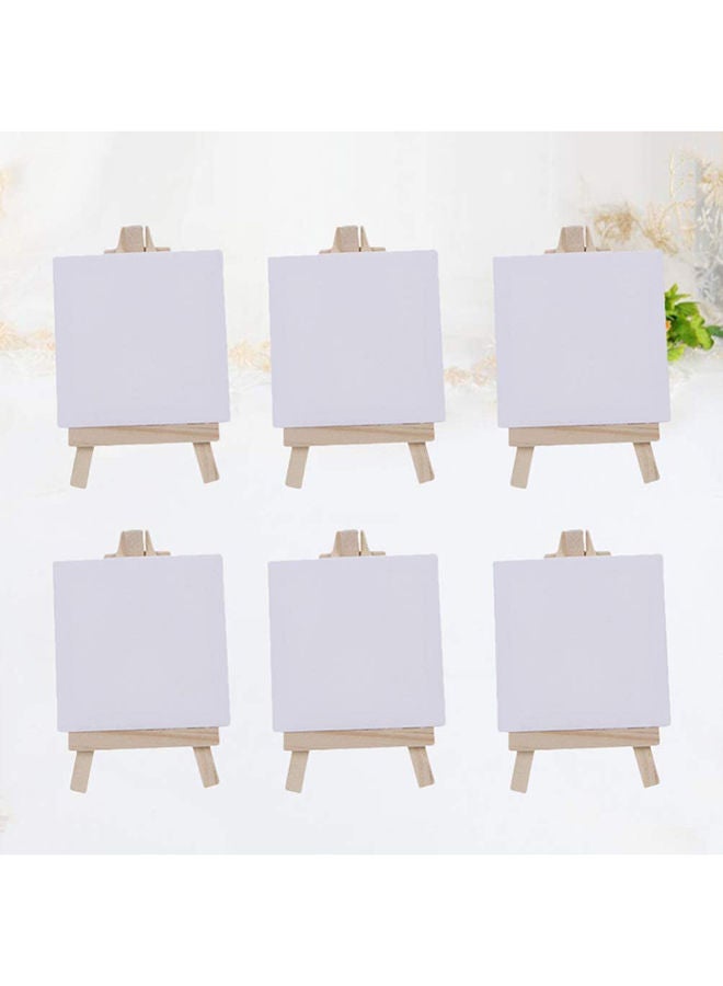 Pack Of 6 Mini Canvas With Wooden Easel Stand Set White - Image 5
