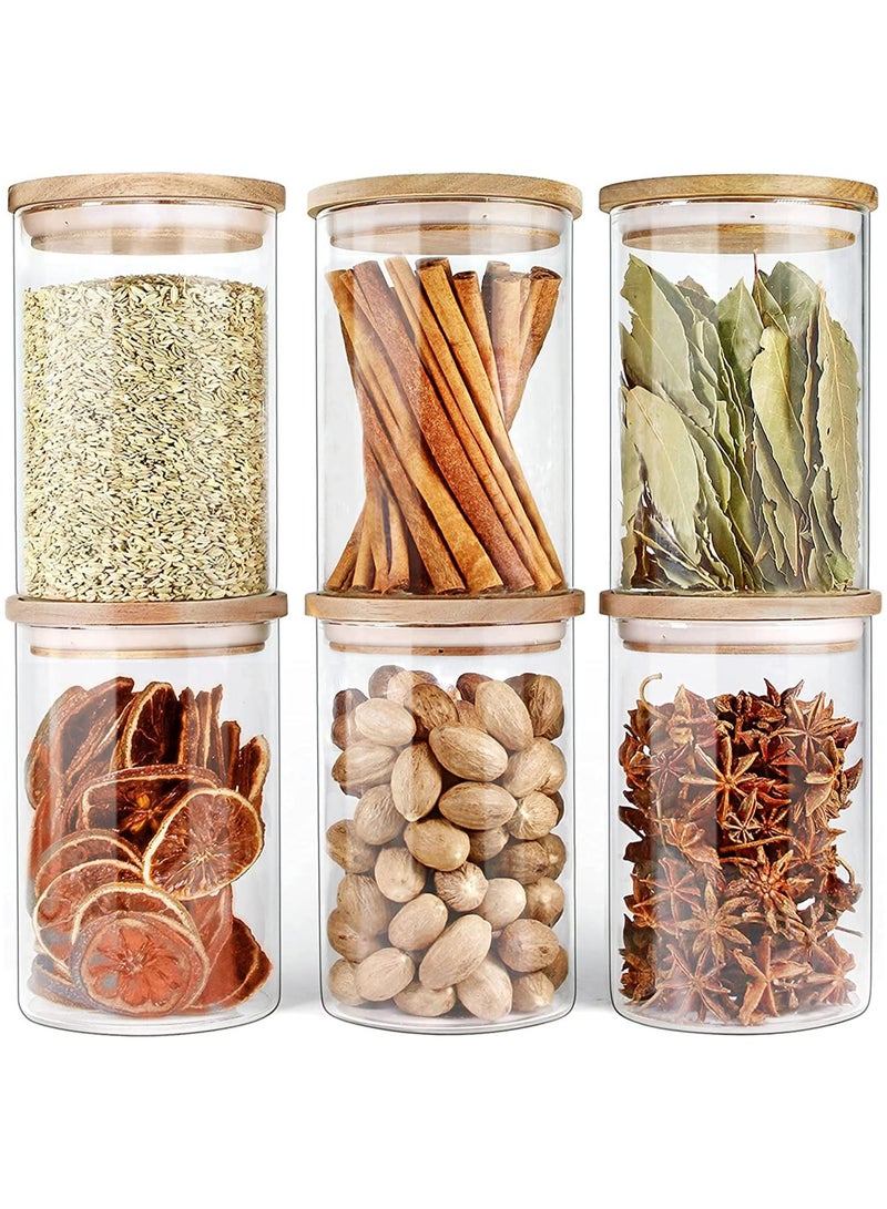 AUTOYSUR Glass Storage Jar with Bamboo Lids,Glass Airtight Canisters sets,Spice Jar, Pantry Organization and Storage Containers Ideal for Sugar, Coffee, Cookie, Candy,Cereals (1000ml/35.2 oz, Set of 6) - Image 1