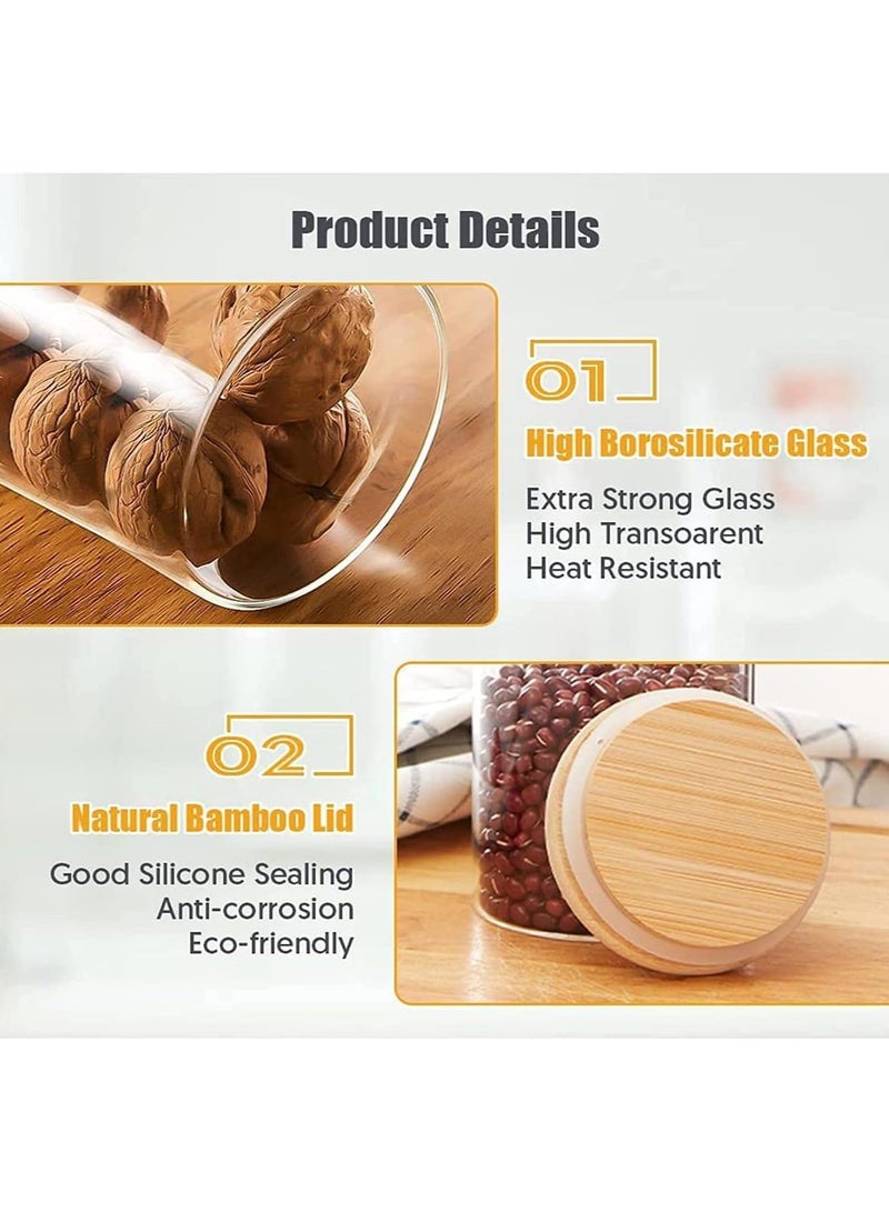 AUTOYSUR Glass Storage Jar with Bamboo Lids,Glass Airtight Canisters sets,Spice Jar, Pantry Organization and Storage Containers Ideal for Sugar, Coffee, Cookie, Candy,Cereals (1000ml/35.2 oz, Set of 6) - Image 3