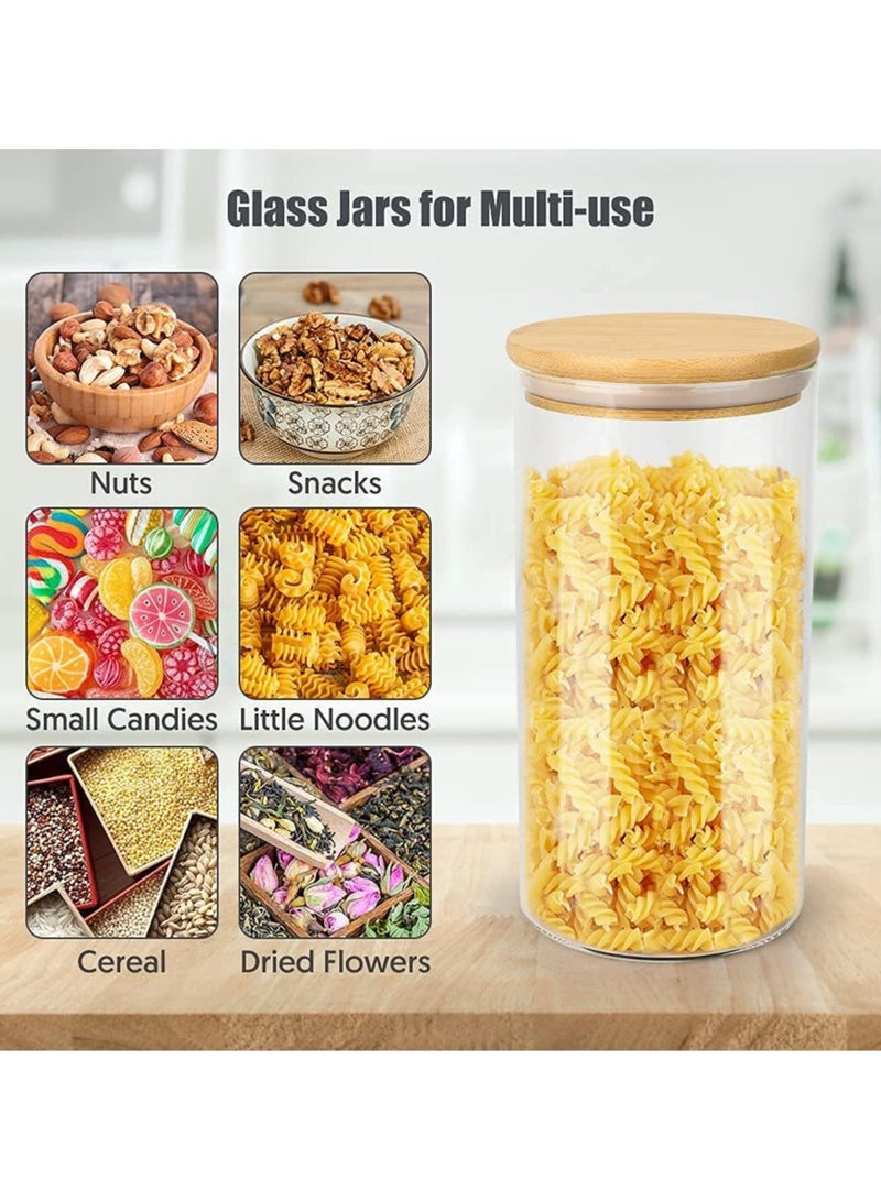 AUTOYSUR Glass Storage Jar with Bamboo Lids,Glass Airtight Canisters sets,Spice Jar, Pantry Organization and Storage Containers Ideal for Sugar, Coffee, Cookie, Candy,Cereals (1000ml/35.2 oz, Set of 6) - Image 5