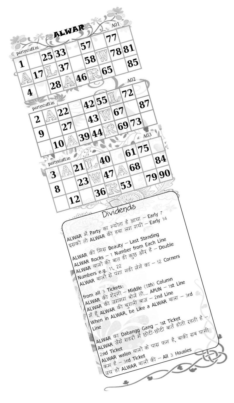 PartyStuff Tambola Housie - ALWAR City Triplet Classic Grids Dividend (150 Piece) - Image 1