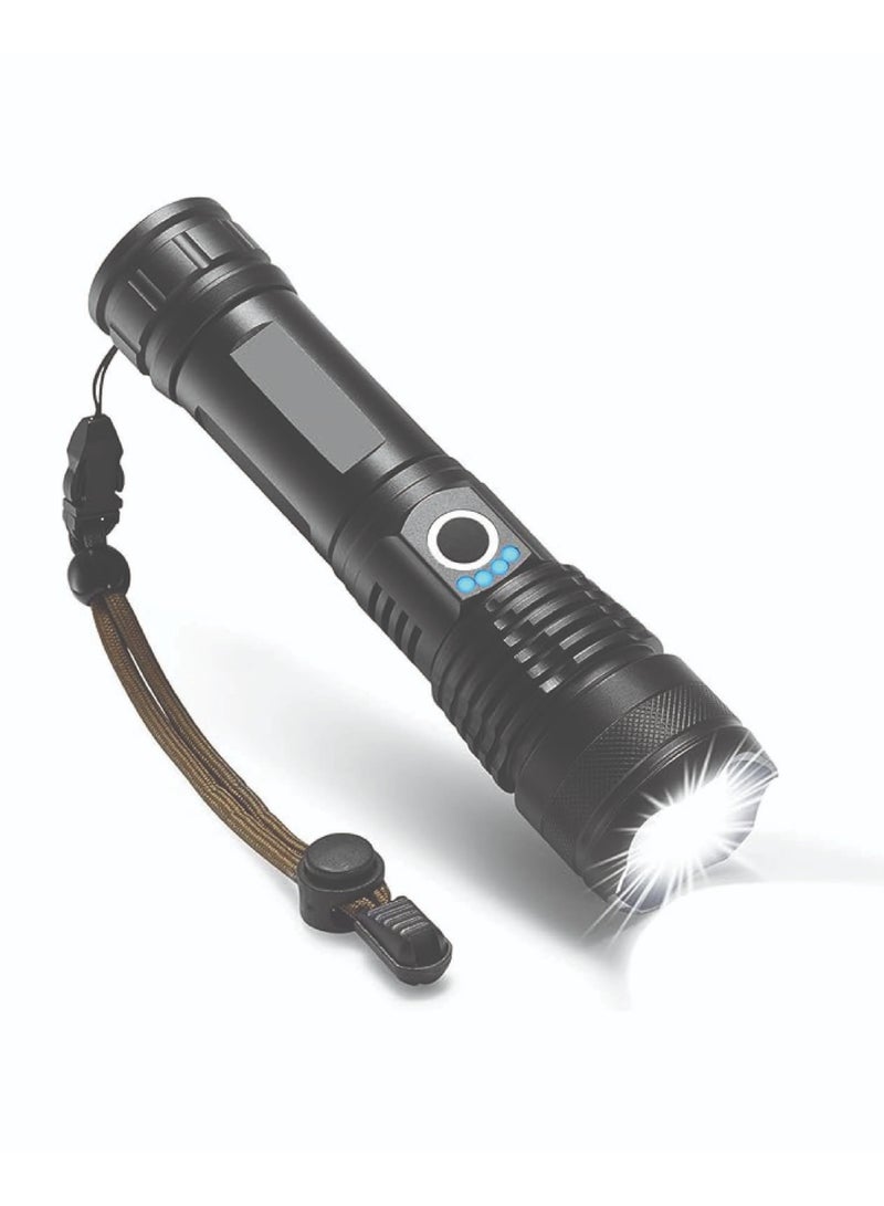 Rechargeable Torch Flashlight for Camping, Hiking, Emergencies - Ultra Bright 90000 Lumens, Type C Charging, 5 Lighting Modes, Waterproof, Adjustable Focus - Image 1