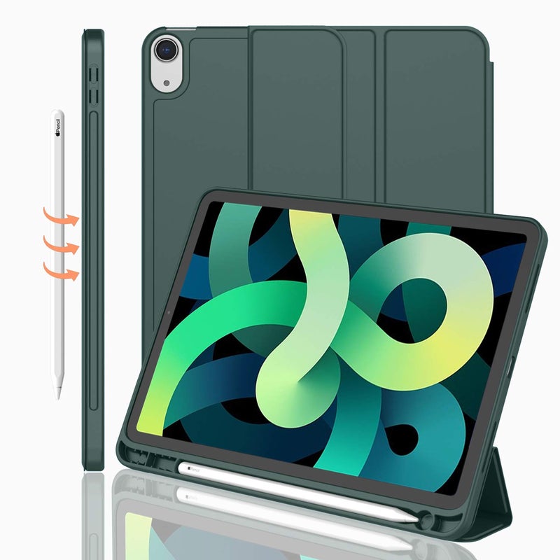 iMieet iPad Air 11 Inch Case M32025 M2 2024 iPad Air 5th4th Generation Case 20222020 109 Inch with Pencil HolderTrifold Stand Smart Case with Soft TPU BackMidnight Green