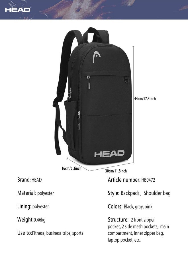 HEAD حقيبة ظهر سفر مقاومة للماء للنساء والرجال، حقيبة ظهر خفيفة الوزن لأجهزة الكمبيوتر تناسب دفتر 15.6 بوصة، حقيبة يومية غير رسمية لحقائب الكلية لعطلة نهاية الأسبوع/الليالي/الرياضة/الصالة الرياضية/العمل/اللياقة البدنية - Image 4