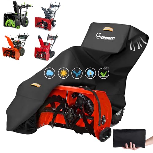 GRABADO Snow Blower Cover,Heavy Duty 840D Snowblower Covers Waterproof Outdoor with Waterproof Strip,Air Vent,2 Reflective Handles,Windproof Buckle,Universal Protective Cover for Snow Thrower Shovel Storage - Image 1