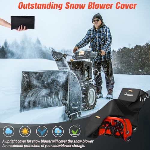 GRABADO Snow Blower Cover,Heavy Duty 840D Snowblower Covers Waterproof Outdoor with Waterproof Strip,Air Vent,2 Reflective Handles,Windproof Buckle,Universal Protective Cover for Snow Thrower Shovel Storage - Image 4