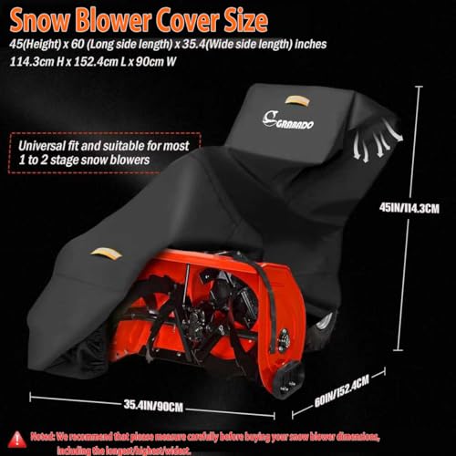 GRABADO Snow Blower Cover,Heavy Duty 840D Snowblower Covers Waterproof Outdoor with Waterproof Strip,Air Vent,2 Reflective Handles,Windproof Buckle,Universal Protective Cover for Snow Thrower Shovel Storage - Image 5