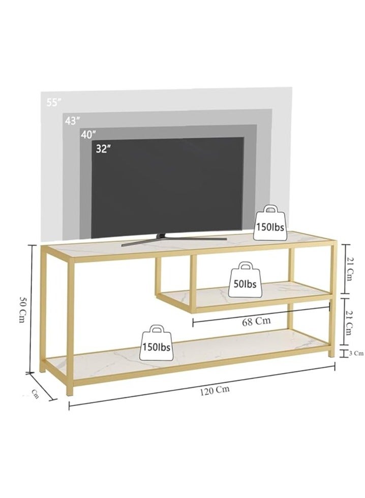 LINGWEI Modern Metal and Marble TV Stand Unit Sleek Entertainment Center with Storage Multifunctional Console Table Fits TVs up to 50 Inches - Image 4