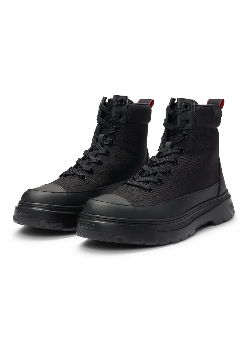 هوجو Hybrid lace-up boots with signature details