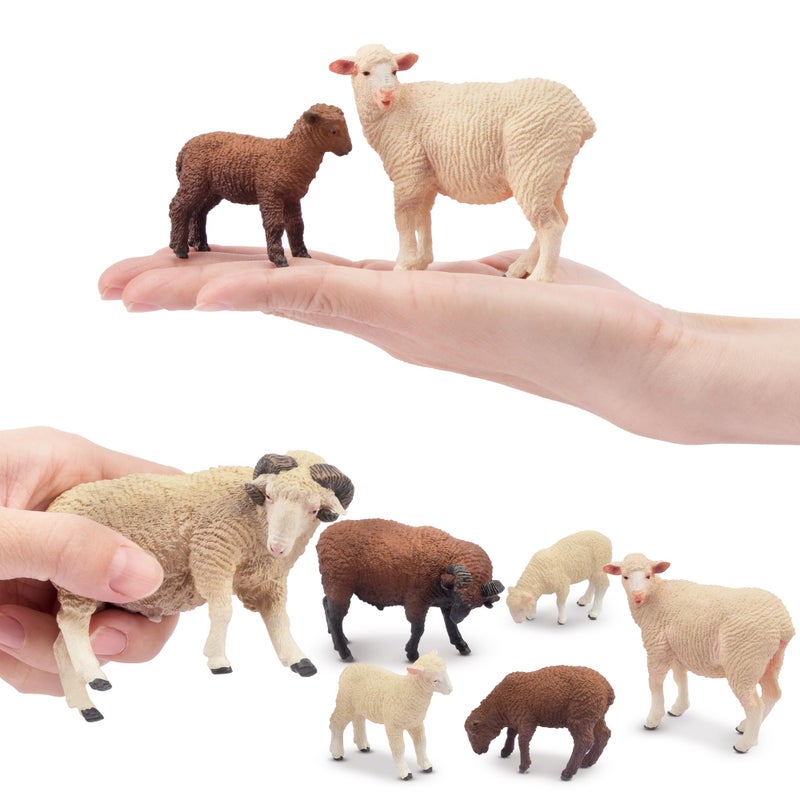 Toymany 8PCS Merino Sheep Figurines Realistic Farm Animal Sheep Toys- Plastic Sheep Figures Birthday Christmas Toy Gift for Kids Toddlers - Image 2