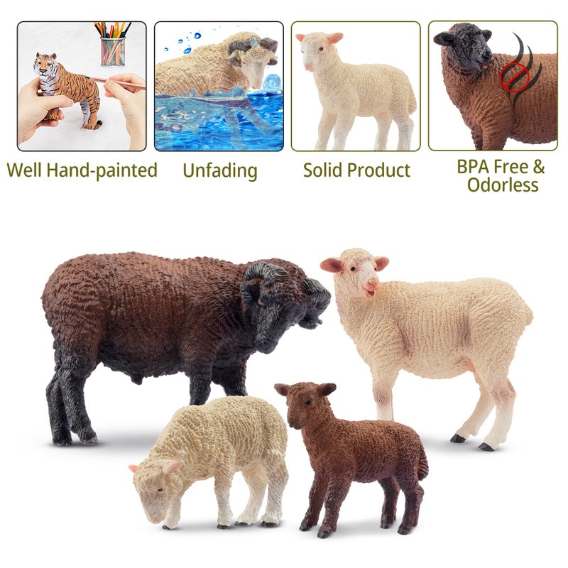Toymany 8PCS Merino Sheep Figurines Realistic Farm Animal Sheep Toys- Plastic Sheep Figures Birthday Christmas Toy Gift for Kids Toddlers - Image 4