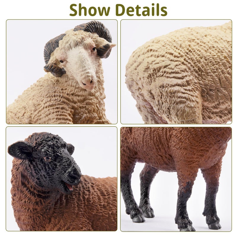 Toymany 8PCS Merino Sheep Figurines Realistic Farm Animal Sheep Toys- Plastic Sheep Figures Birthday Christmas Toy Gift for Kids Toddlers - Image 3