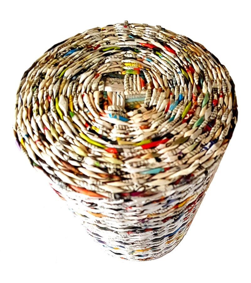 Sonas Creation Paperus, Standard Size 11 Inch Tall, 10 Liter, Color Natural, Waste Basket with Cover, Dustbin with Fixed Lid, Trashcan, Paper Bin, Eco-friendly, Handmade, of Paper Ropes - Image 2