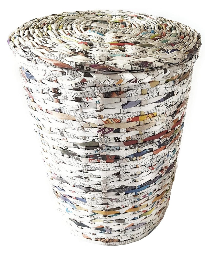 Sonas Creation Paperus, Standard Size 11 Inch Tall, 10 Liter, Color Natural, Waste Basket with Cover, Dustbin with Fixed Lid, Trashcan, Paper Bin, Eco-friendly, Handmade, of Paper Ropes - Image 3