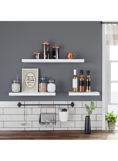 VASAGLE VASAGLE White LWS26WT Floating Shelf Bookshelf Wall Mounted MDF Display Storage for Living Room, Kitchen, Hallway, Bedroom (60x20x4cm)  - Image 5