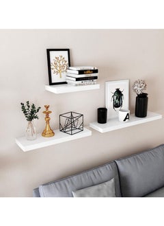 VASAGLE VASAGLE White LWS26WT Floating Shelf Bookshelf Wall Mounted MDF Display Storage for Living Room, Kitchen, Hallway, Bedroom (60x20x4cm)  - Image 2