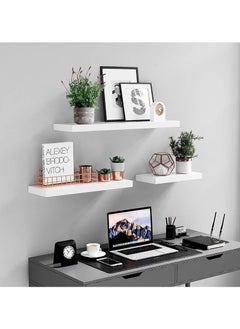 VASAGLE VASAGLE White LWS26WT Floating Shelf Bookshelf Wall Mounted MDF Display Storage for Living Room, Kitchen, Hallway, Bedroom (60x20x4cm)  - Image 4