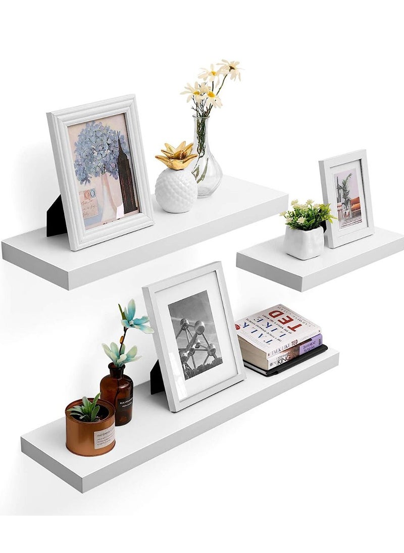 VASAGLE - VASAGLE White LWS26WT Floating Shelf Bookshelf Wall Mounted MDF Display Storage for Living Room, Kitchen, Hallway, Bedroom (60x20x4cm) - Image 1