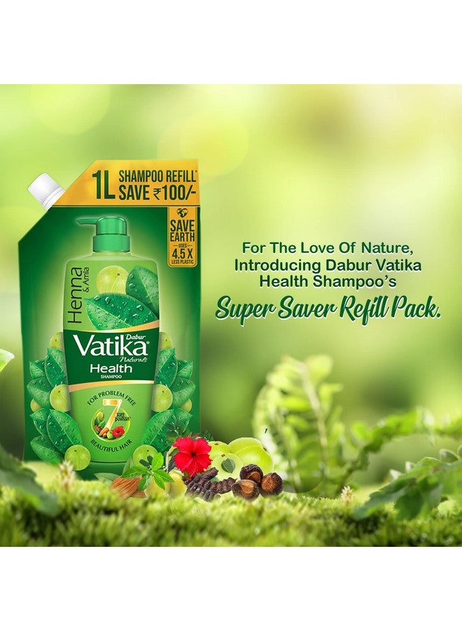Dabur Vatika Health Shampoo - 1L (Refill Pouch) | With 7 Natural Ingredients | For Smooth, Shiny & Nourished Hair | Repairs Hair Damage, Controls Frizz | For All Hair Types | Goodness Of Henna & Amla - Image 2