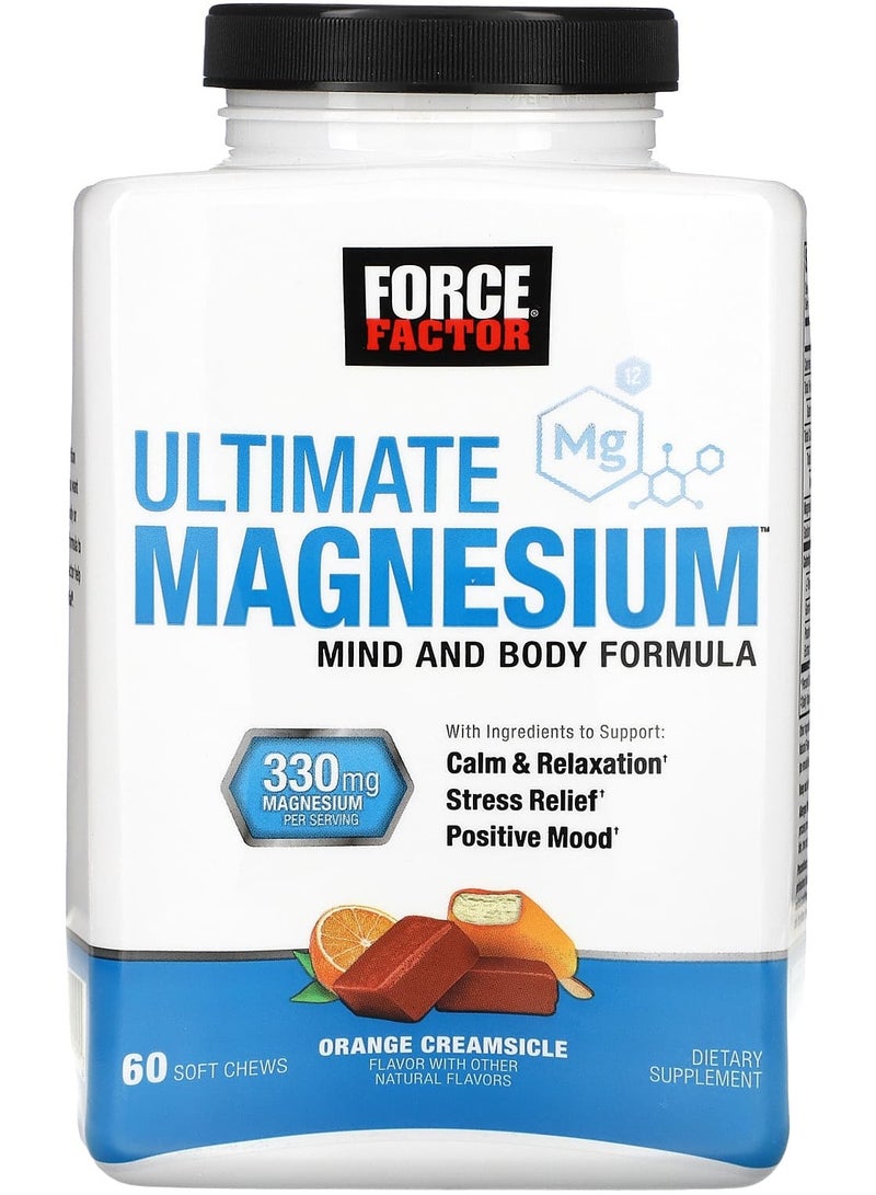 Force Factor Ultimate Magnesium Orange Creamsicle 330 mg 60  Soft Chews (165 mg per Chew)