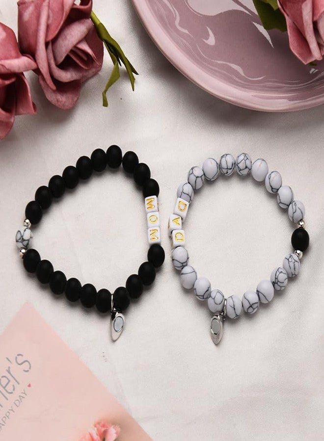 YangQian Mom Dad Bracelet for 2 Mothers Day Gifts Mothers and Father Day Gifts Mommy Daddy Present Set Mama Papa Gift for Parents Birthday Present Wedding Thank you Presents for Parent Appreciation Gift Idea - Image 5