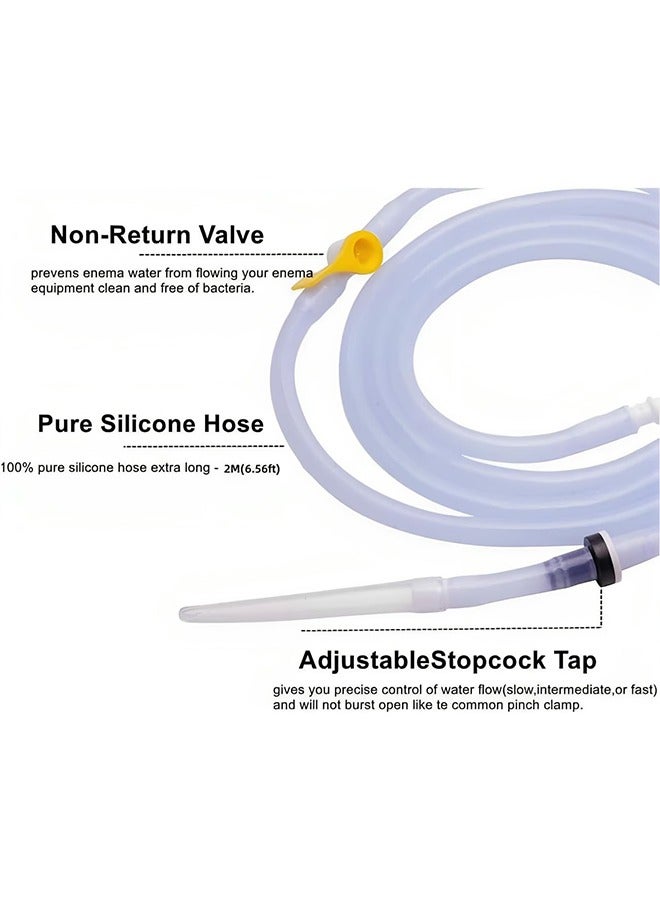 general Silicone Enema Kit 2 L Enema Bag 6.3ft. Long Silicone Hose 3 Multi-Size Reusable Tips Controlled Water Flow for Colon Detox Cleanse Enemas - Image 3