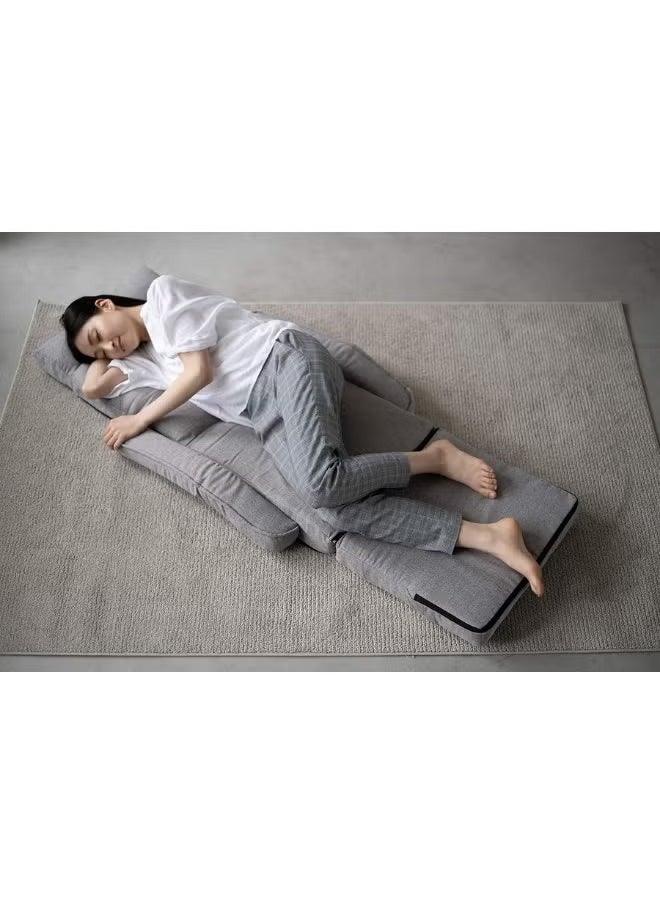 Generic - 2-in-1 sofa bed, a foldable relaxation sofa, padded floor chair that can be adjusted to 6 positions, relaxation bed with armrests, and relaxation sofa - steel alloy frame with cotton padding covered in cotton-linen fabric - gray color. - Image 1