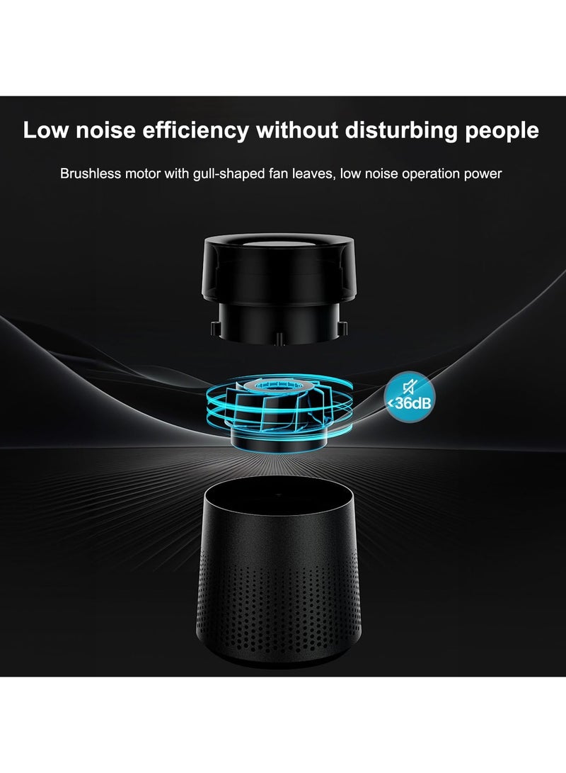 AirYoung Smart Air Purifier, Portable Car HEPA Air Purifier/Deodorizer, Food and  Odors, Personal Air Freshener (Black) - Image 4
