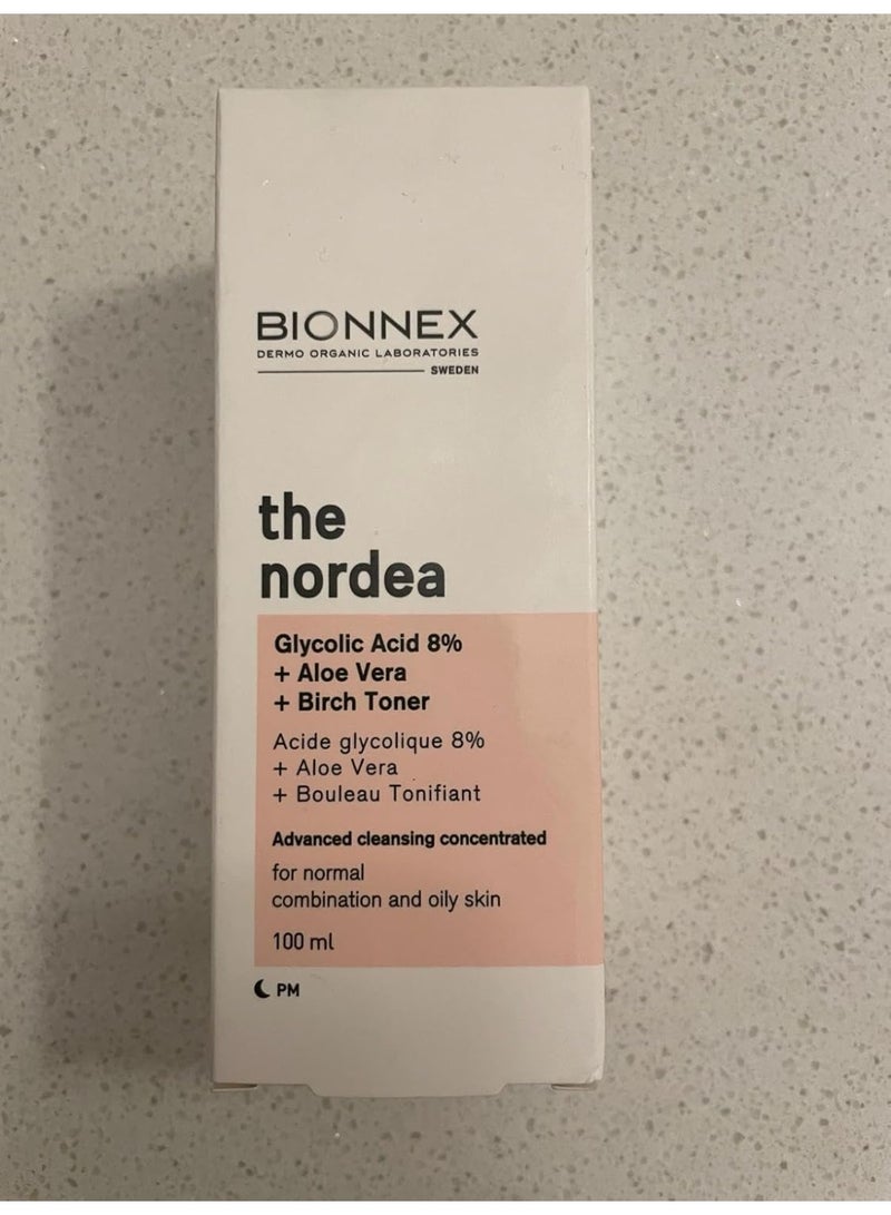 BIONEX Bionnex The Nordea Exfoliating Toner with Glycolic Acid 8%, Aloe Vera & Birch Extract 100ml – Skin Renewal, Radiance & Texture Refining Formula - Image 1