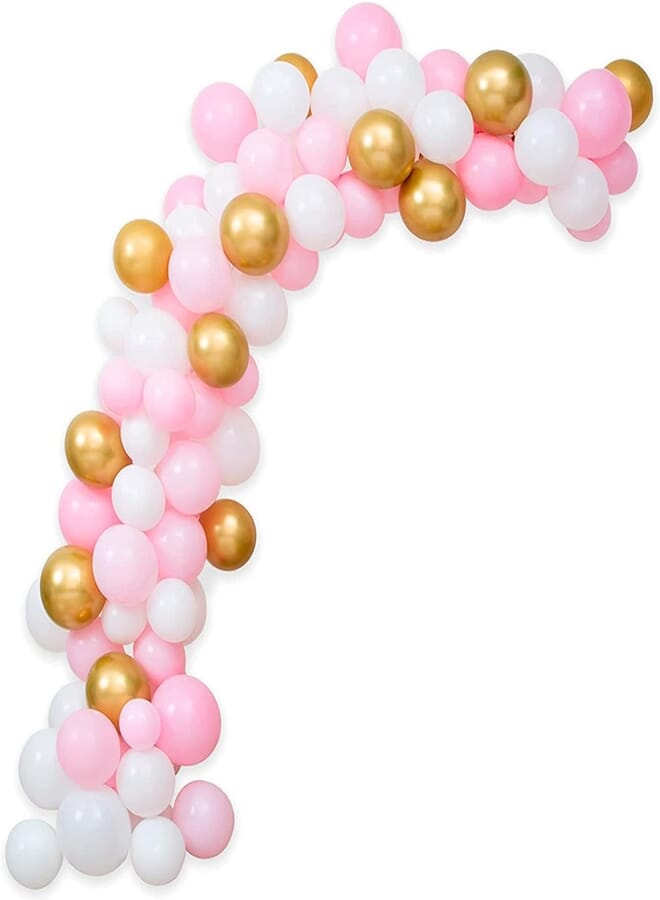 Secret Balloon Arch Kit Garland Decorations 104 pcs Latex Balloons 16ft Oh Baby Theme Bridal Shower Birthday Wedding Graduation Bachelorette Anniversary Party Backdrop DIY White Pink Gold