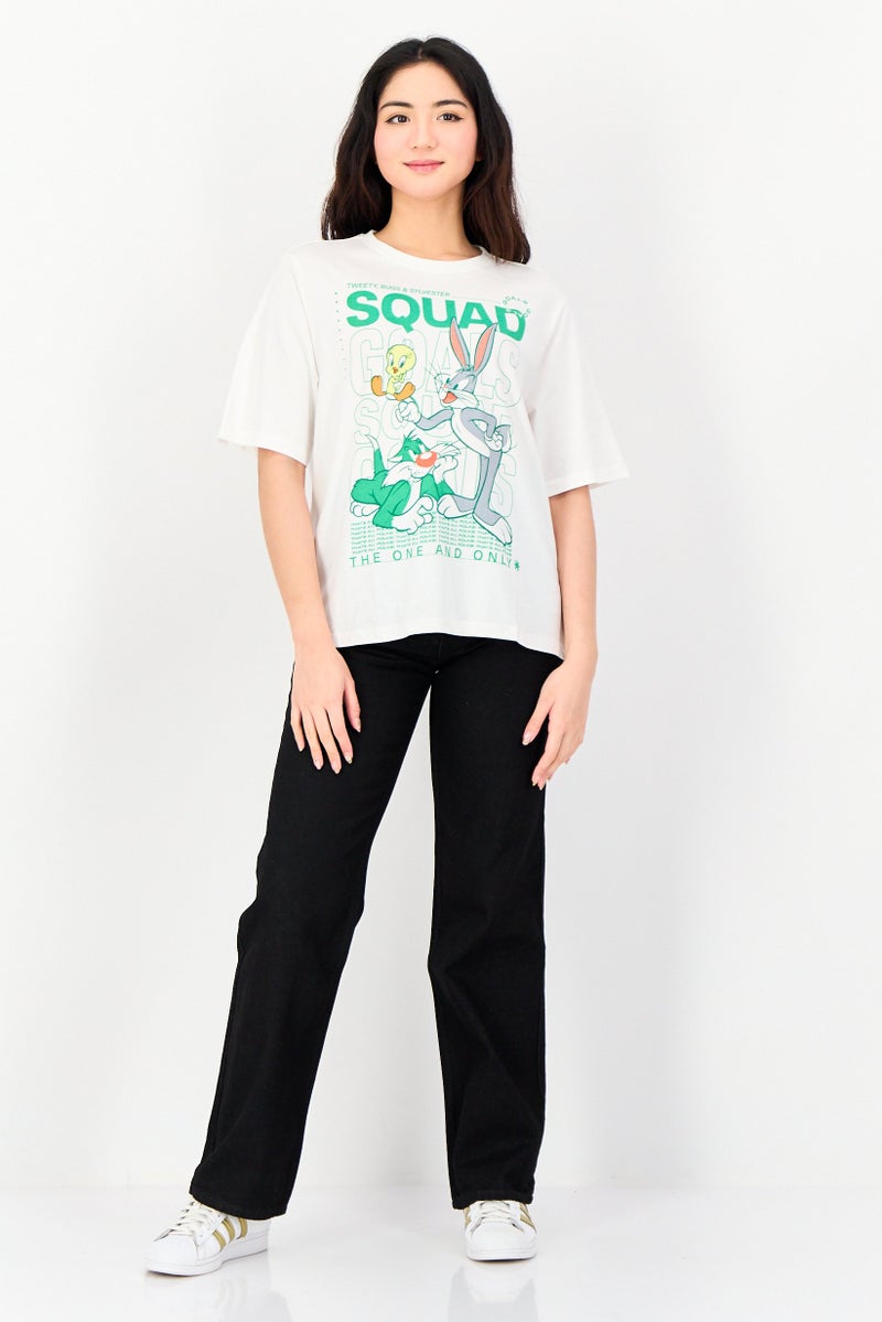 Only X Looney Tunes Women Short Sleeve Graphic Print T-Shirt, Multicolor - Image 4