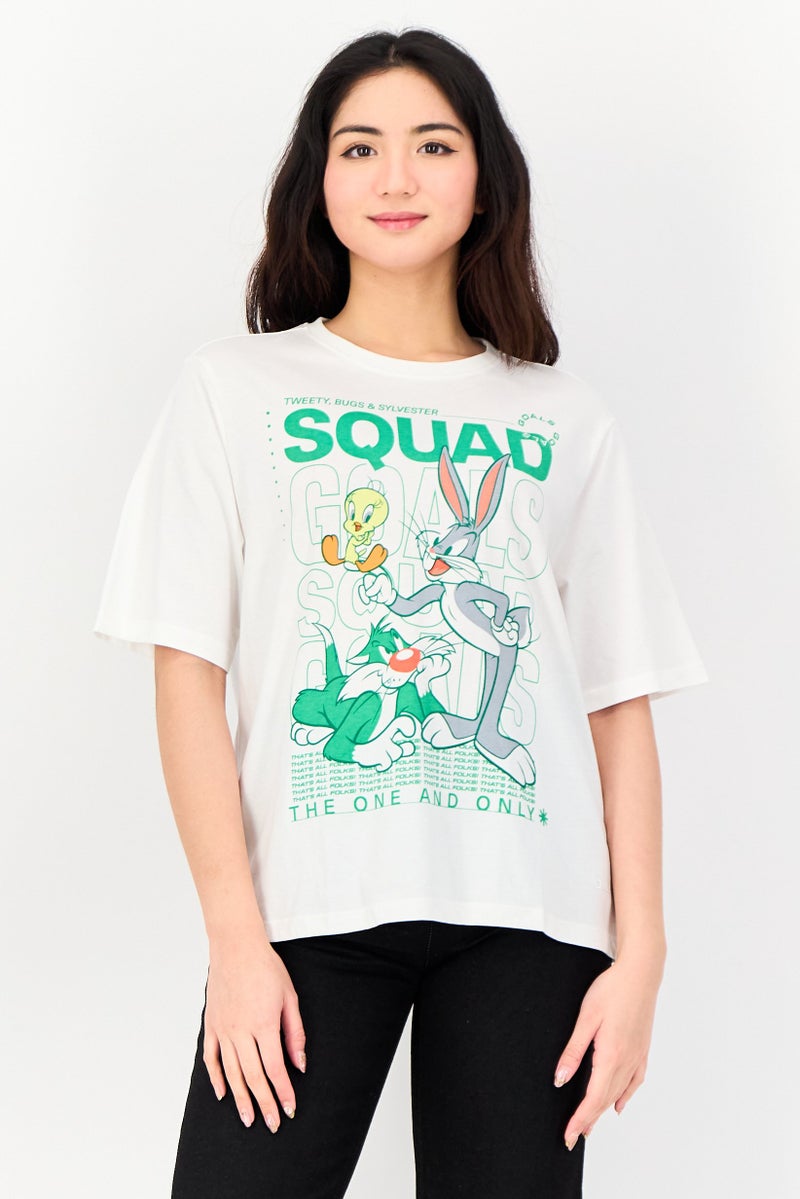 Only X Looney Tunes Women Short Sleeve Graphic Print T-Shirt, Multicolor - Image 1