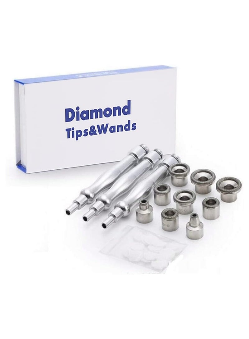 Generic 9 Tips 3 Wands Diamond Dermabrasion Accessory Replacement Tips Diamond Wands Cotton Filter Skin Microdermabrasion Facial Care Beauty Tool - Image 1