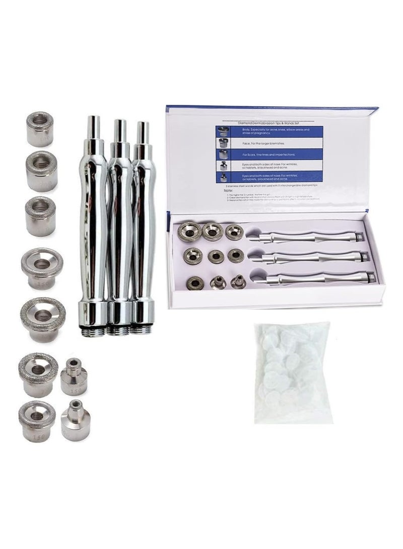Generic 9 Tips 3 Wands Diamond Dermabrasion Accessory Replacement Tips Diamond Wands Cotton Filter Skin Microdermabrasion Facial Care Beauty Tool - Image 2
