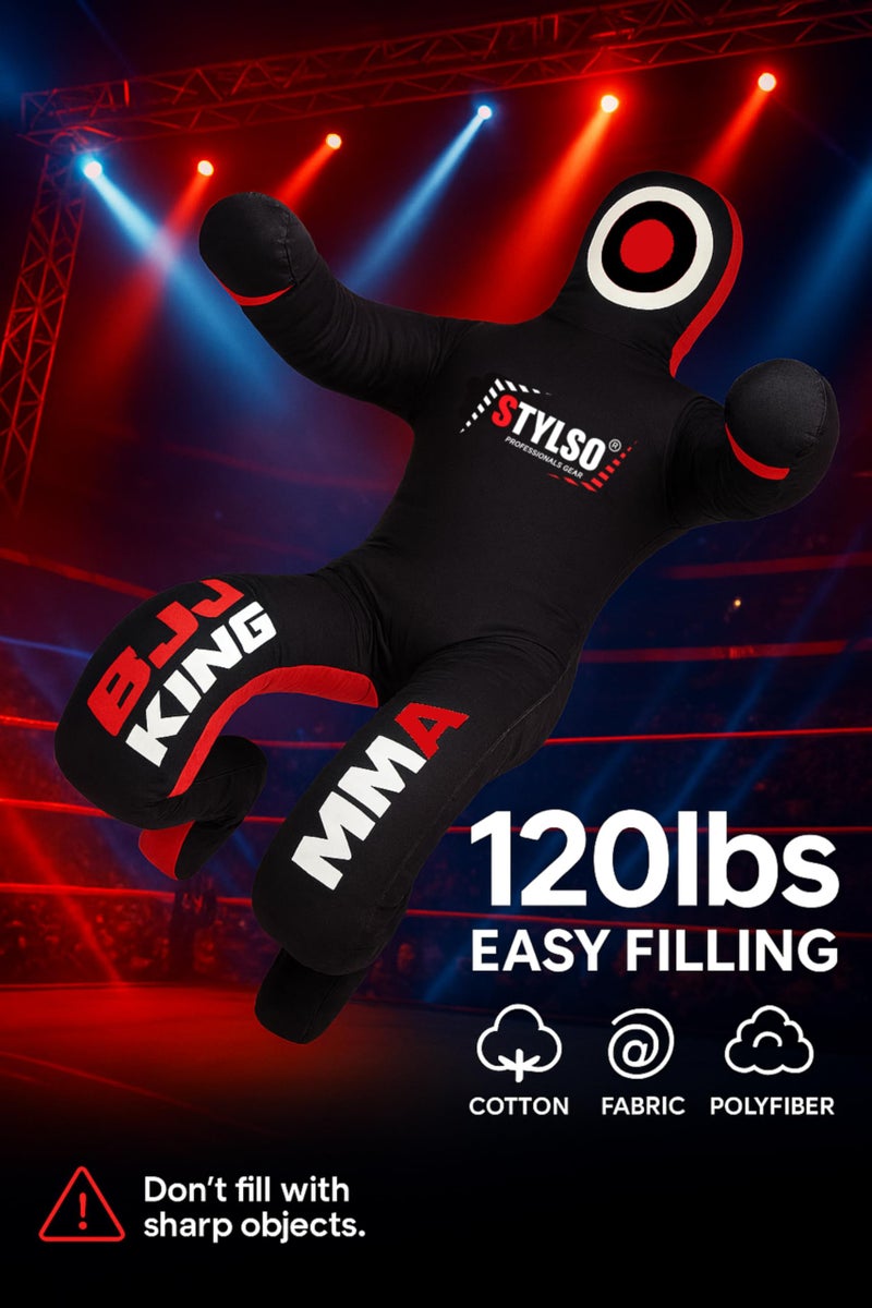 Stylso Grappling Dummy for Adults, Unfilled Wrestling Dummy, Hanging Jiu Jitsu Dummy for BJJ, MMA, Judo, Karate, Martial Arts (Black Sit, 6ft / 72 inches) - Image 3