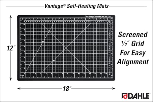 Dahle Vantage 10671 Premium Self-Healing Cutting Mat, 12"x18", 1/2" Grid, 5 Layers for Max Healing, Perfect for Crafts & Sewing, Black - Image 2