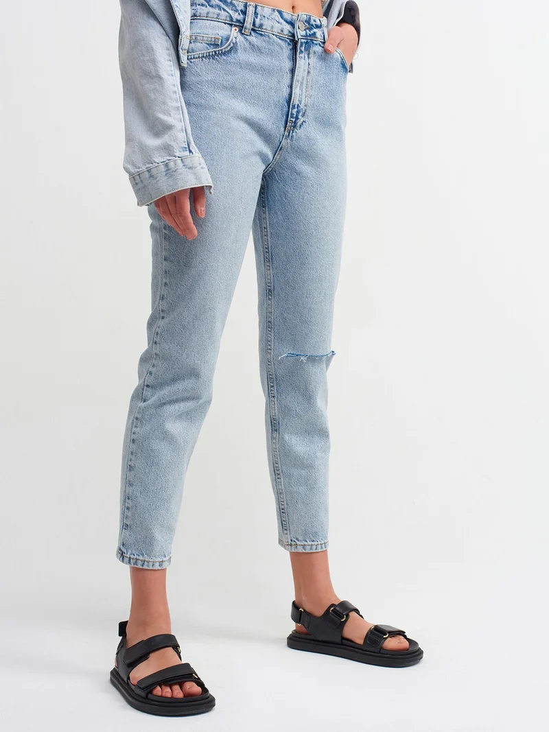 ديلفين 4312 Dizi Stripe Laser Mom Trousers-Blue
