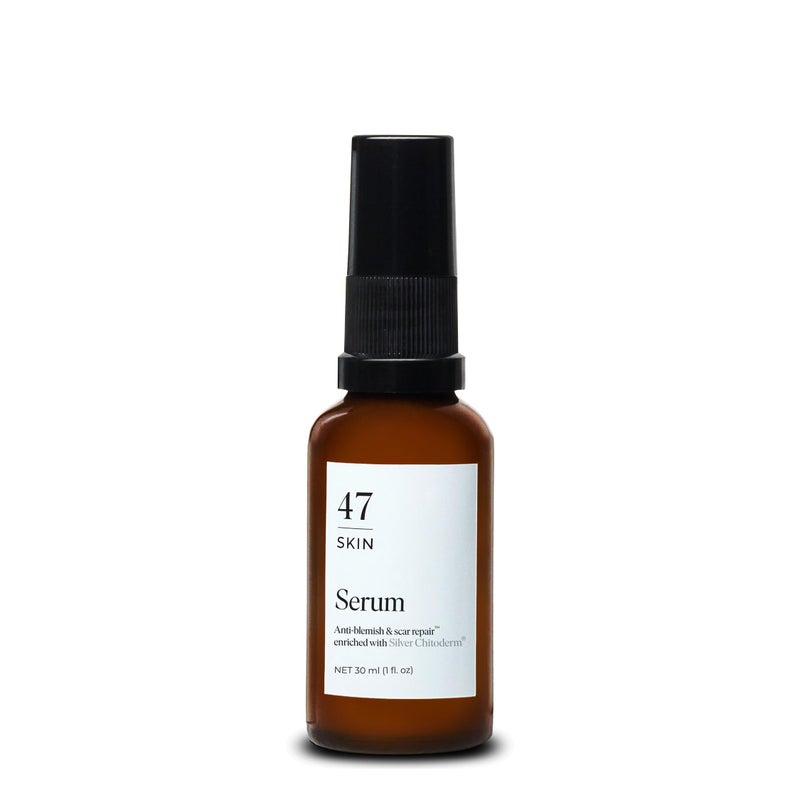 47 Skin سيروم الوجه المرطب 47 للبشرة لعلاج حب الشباب والندبات، سيروم إصلاح العيوب والندبات مع شيتوديرم الفضي - مرطب للبشرة الناعمة (1.01 أونصة)  - Image 1