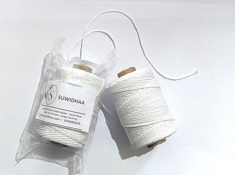 Suwidhaa Brand Candle Making Thread Set of 3 Premium Candle Wick Cotton Thread Candle Thread roll of 100 Gram Each DIY Candle Making Thread White Color Candle Making Wick Thread - Image 2