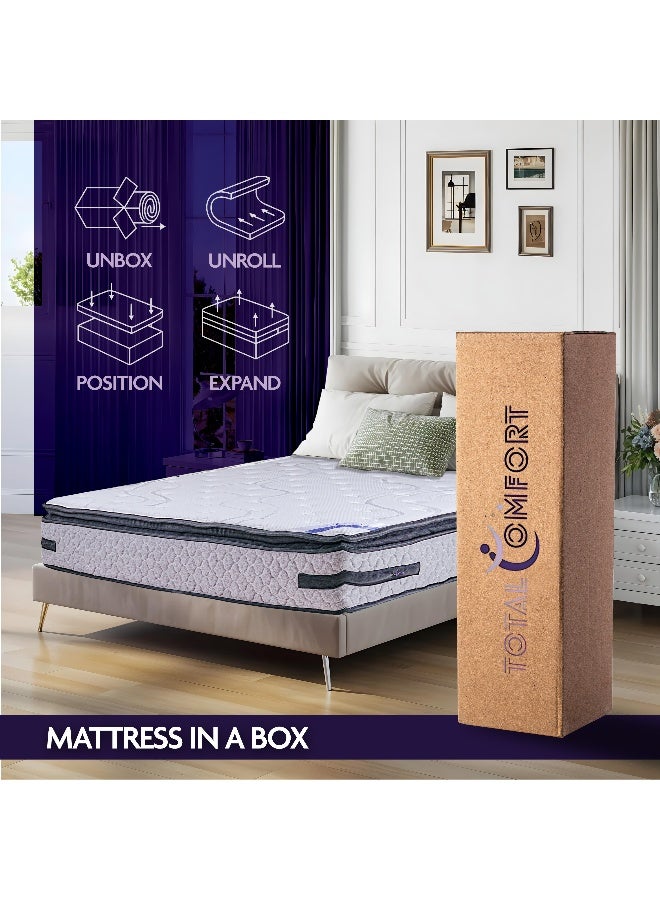 TOTAL COMFORT Edinburgh Mattress | 30cm Thickness | Memory Foam | 5-Zone Support System | Motion Isolation | No Turn Design | Pillow Top (Single 100x200x30 cm) - Image 4