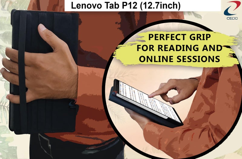 CEDO Lenovo Tab P12 (12.7 inch) Flip Cover | Leather Finish | 360 Degree Rotate Back Cover | Shockproof Back Cover Case for Lenovo Tab P12 (12.7 inch) (Black) - Image 4